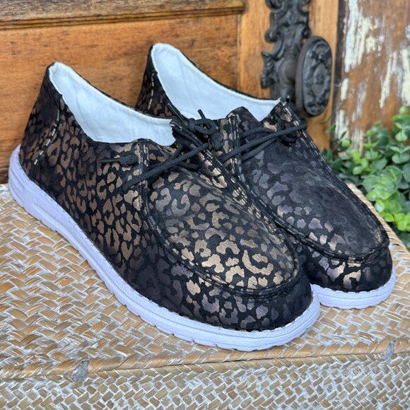 NEW Metallic Gold & Black Leopard Slip-On Shoes – EU 40 (Women’s 9) - Picture 1 of 8